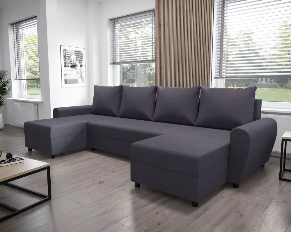 Dīvāns Dakar U standard · Tumši pelēks · 140 × 308 × 90 cm