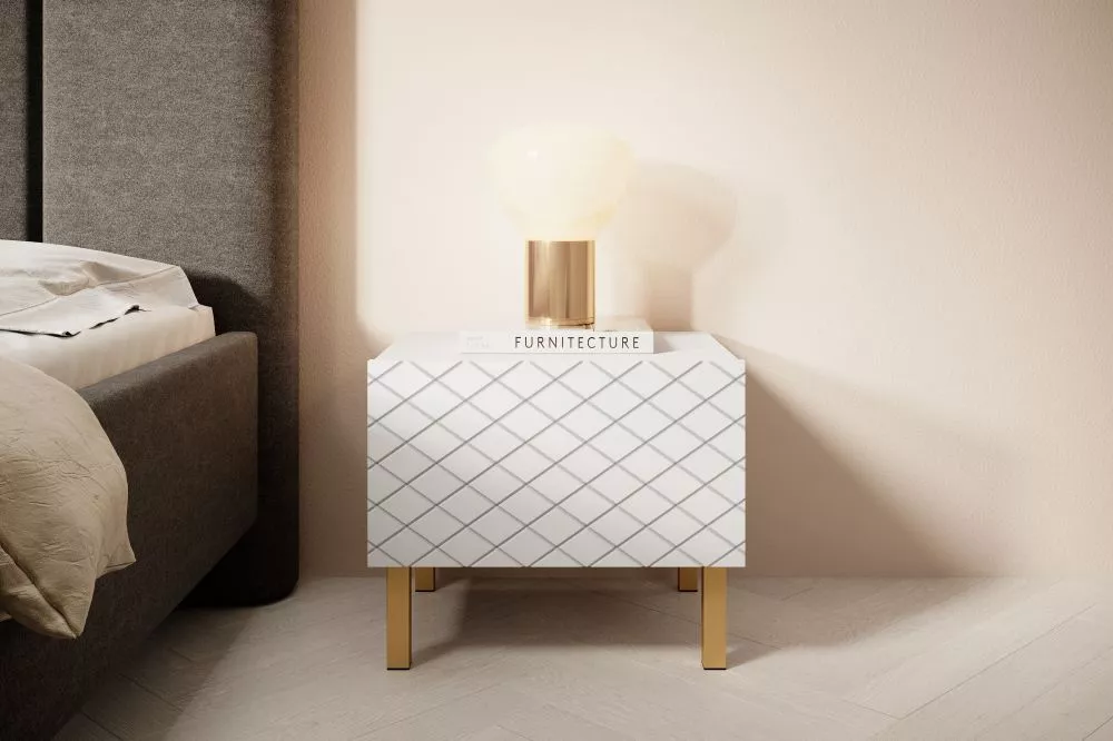 Naktsgaldiņš Scalia 2 SN50 1SZ Gold Set · Balts · 50 × 42 × 42 cm