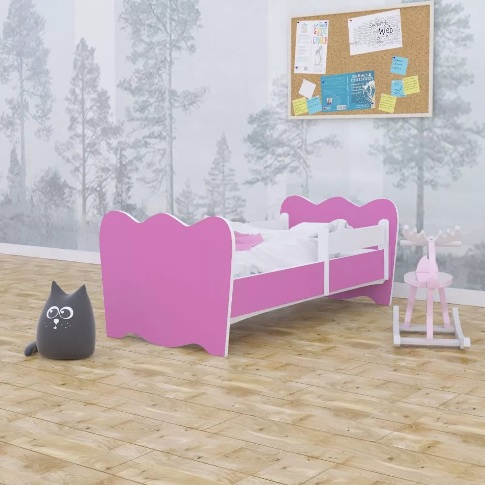 Bērnu gulta Classic L03 160x80 ar stelāžu Guļamvietas platums: 80 cm, Guļamvietas garums: 160 cm, · Rozā · 92 × 164 × 65