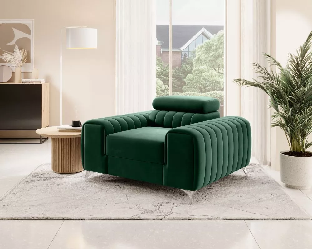 Mīksts krēsls Laurence 1S Standard Sēdvietas dziļums: 55 cm, · Zaļš · 125 × 97 × 75 cm