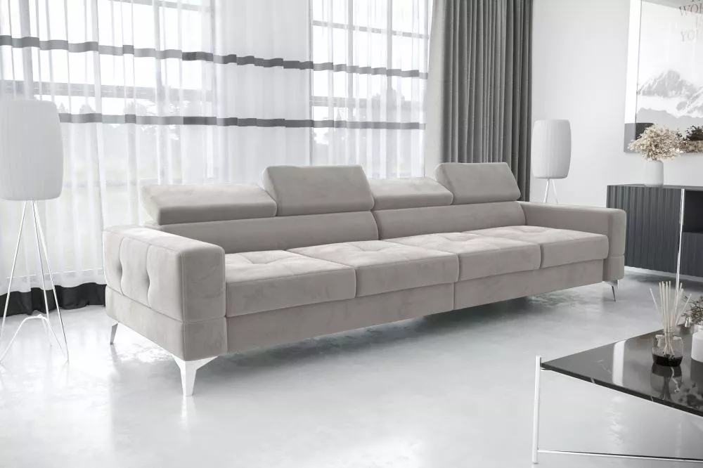 Dīvāns Toscania 4S standard · Gaiši pelēks · 97 × 312 × 78 cm