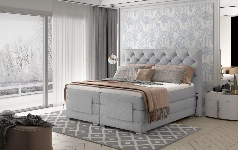 Gulta Clover Electric Boxspring standard Guļamvietas platums: 180 cm, Guļamvietas garums: 200 cm, · Gaiši pelēks · 198 ×