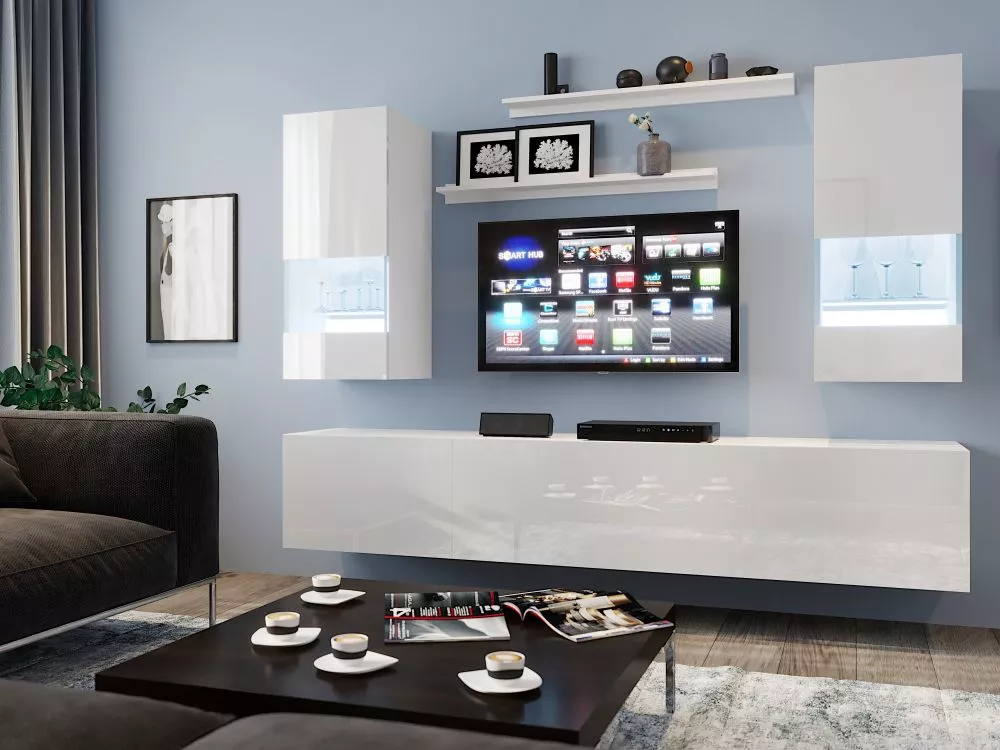 Sekcija Box 31 ar LED · Balts · 220 × 38 cm