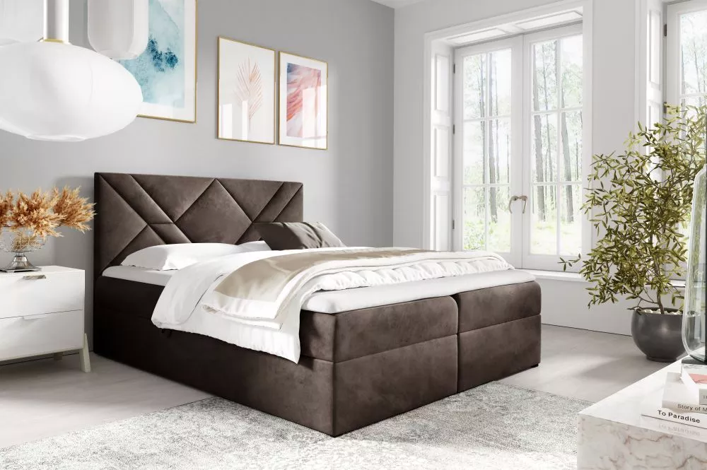 Gulta Box 6 Comfort Boxspring Standard Guļamvietas platums: 160 cm, Guļamvietas garums: 200 cm, · Tumši brūns · 164 × 20