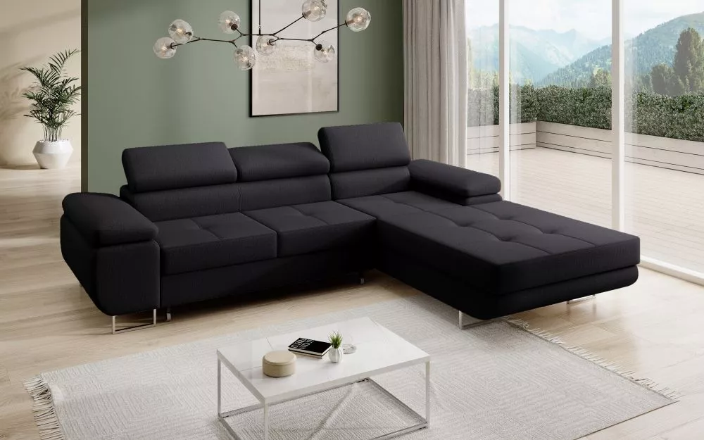 Dīvāns Corner 270 standard · Melns · 200 × 277 × 90 cm