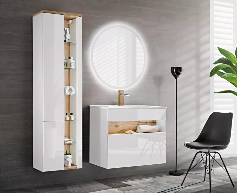 Vannas istabas komplekts Bahama White 1 ar LED · 170 × 48 cm