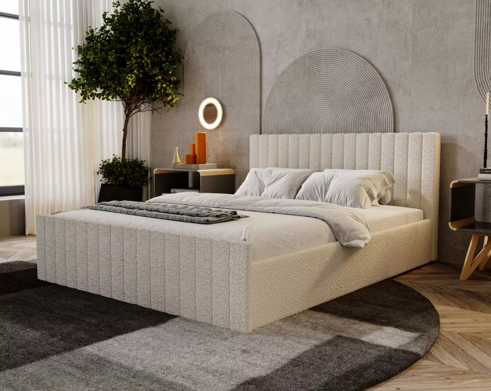Gulta Naomi Slim Standard ar stelāžu Guļamvietas platums: 160 cm, Guļamvietas garums: 200 cm, stelāžas tips: koka, · Bēš