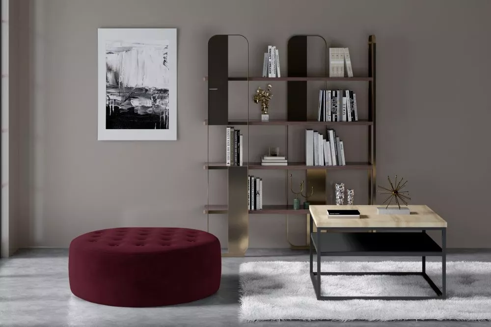 Pufs Monty Standard Auduma numurs: Mat Velvet 68, · Tumši rozā · 70 × 28 × 70 cm