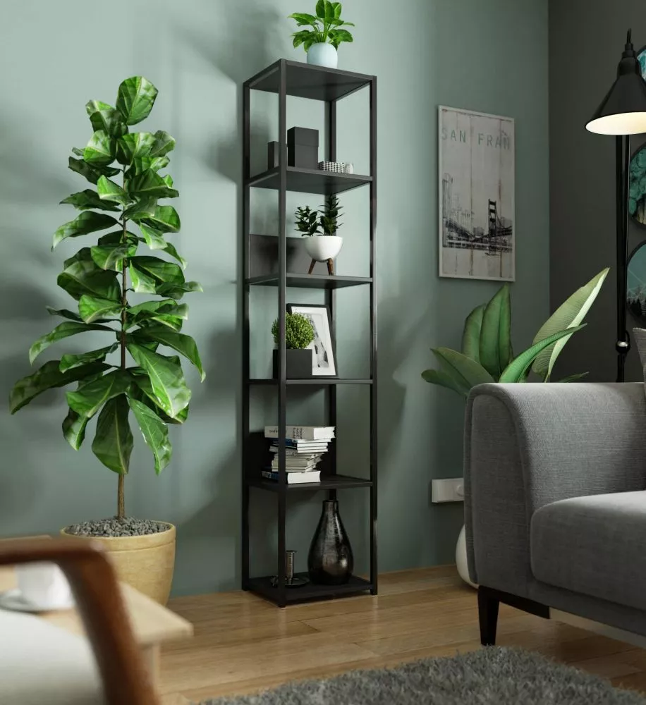 Plaukts Loft Black · Melns · 40 × 192 × 32 cm