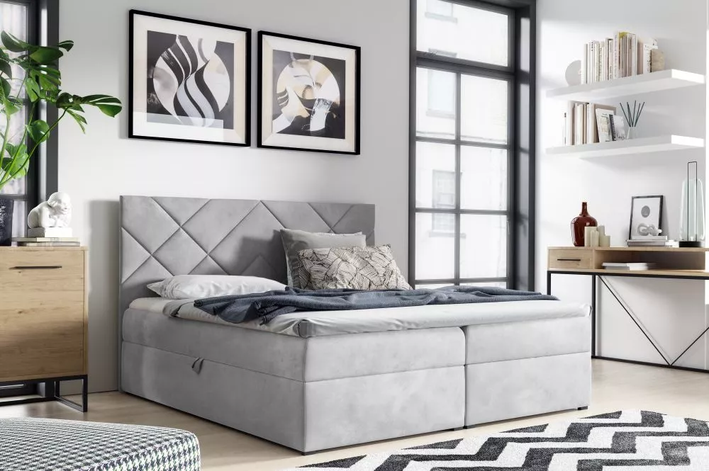 Gulta Box 3 Comfort Boxspring Standard Guļamvietas platums: 120 cm, Guļamvietas garums: 200 cm, · Gaiši pelēks · 124 × 2