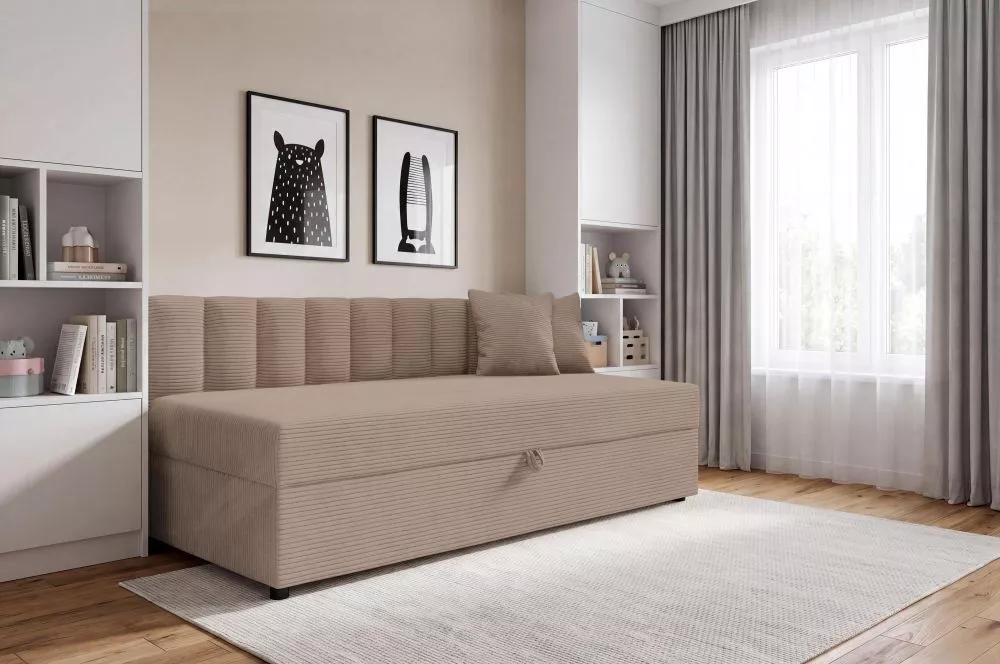 Bērnu gulta Remo 2 Boxspring Standard Guļamvietas platums: 92 cm, Guļamvietas garums: 197 cm, · Bēšs · 97 × 202 × 76 cm
