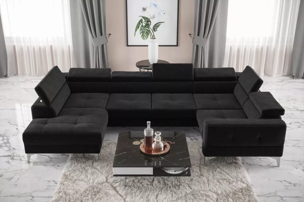 Dīvāns Toscania Max 1 standard · Melns · 185 × 350 × 78 cm