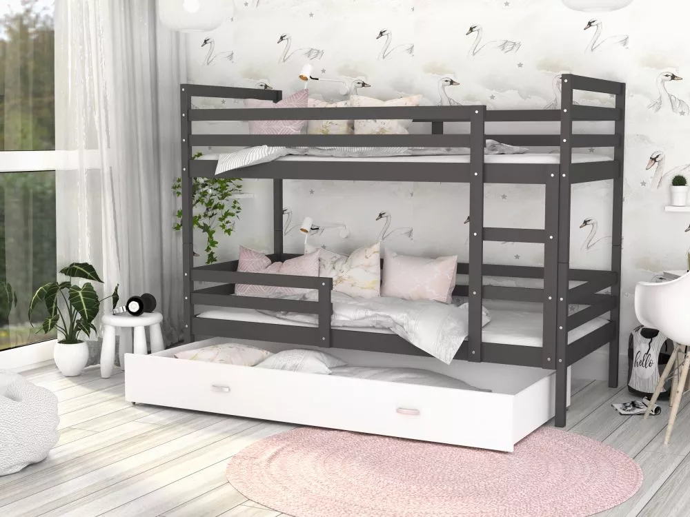 Bērnu gulta Jacek MDF 80x190 ar stelāžām Guļamvietas platums: 80 cm, Guļamvietas garums: 190 cm, · 86 × 198 × 158 cm