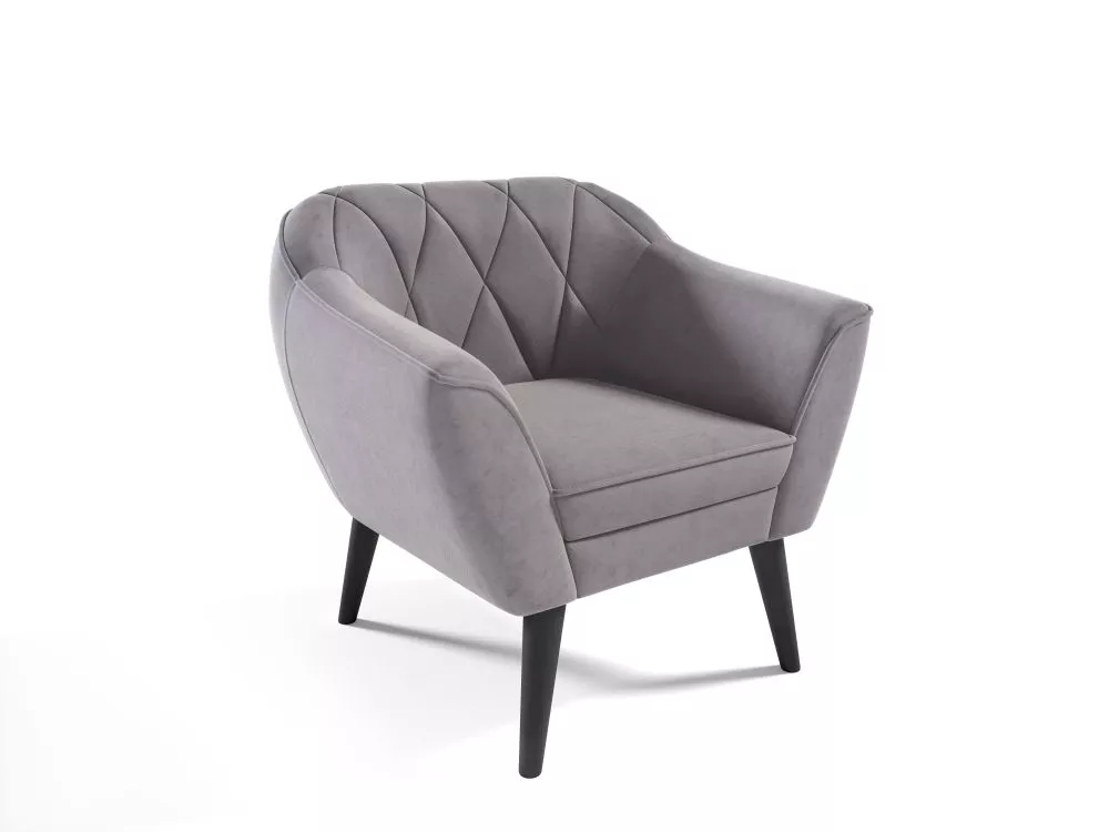 Mīksts krēsls Amelia typ 198 Standard Sēdvietas dziļums: 52 cm, · Gaiši pelēks · 80 × 71 × 75 cm