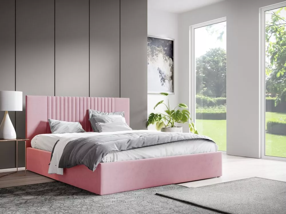 Gulta Lucy 7 ar stelāžu Guļamvietas platums: 180 cm, Guļamvietas garums: 200 cm, · Rozā · 188 × 210 × 92 cm