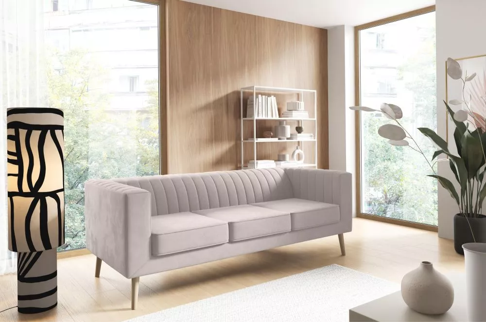 Dīvāns Hudson 3 Sofa standard · Gaišais krēms · 84 × 201 × 74 cm