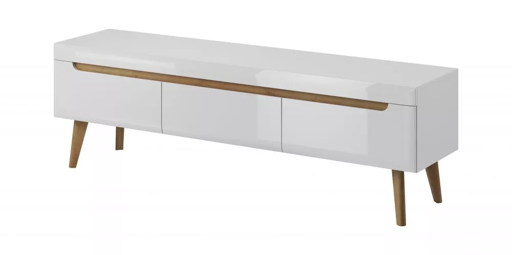 TV tumba Nordi NRTV160 · Balts + ozols riviera · 160 × 40 × 50 cm