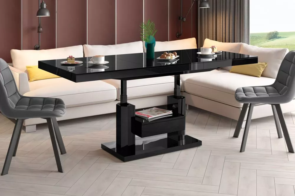 Žurnālgalds Quadro Max Gloss Korpusa krāsa: melns, · 120 × 75 × 56 cm