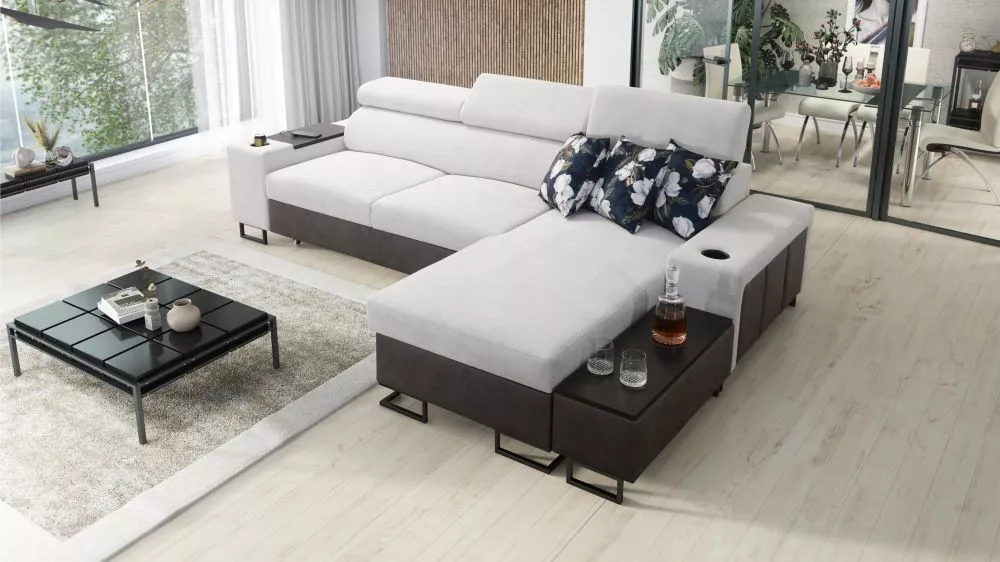 Dīvāns Melody 1 Maxi Premium Standard · Gaiši pelēks + grafīts · 182 × 291 × 84 cm