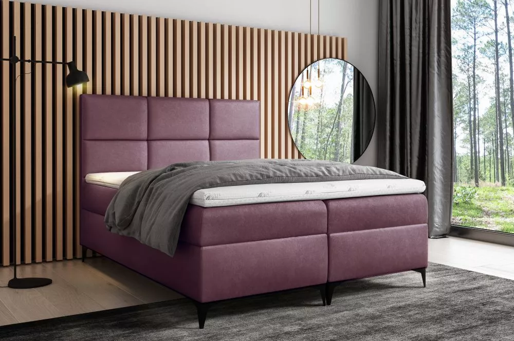 Gulta Fava Boxspring Premium Standard Guļamvietas platums: 180 cm, Guļamvietas garums: 200 cm, · Tumši rozā · 184 × 208 