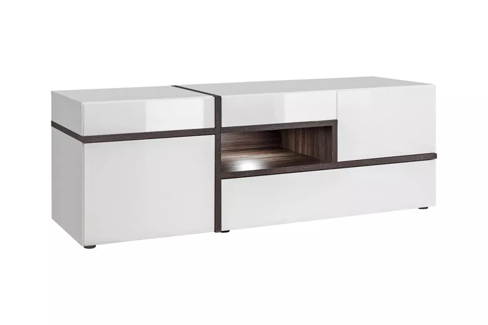 TV tumba Cross 3 · Balts + goba koks · 150 × 50 × 52 cm