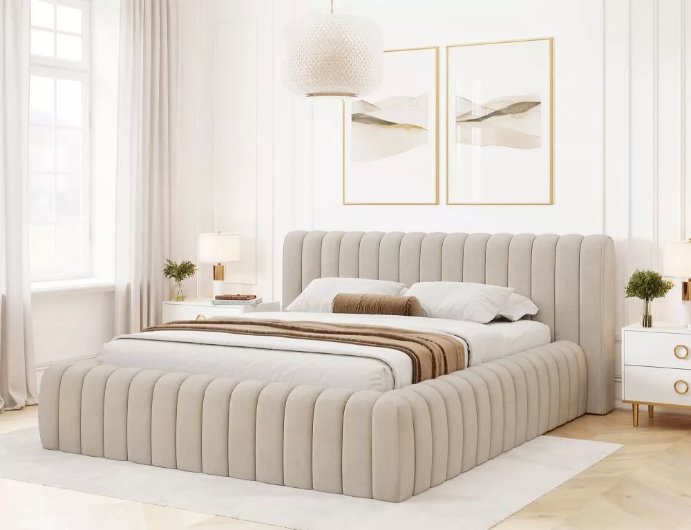 Gulta Carilla Standard ar stelāžu Guļamvietas platums: 180 cm, Guļamvietas garums: 200 cm, stelāžas tips: metāla, · Bēšs