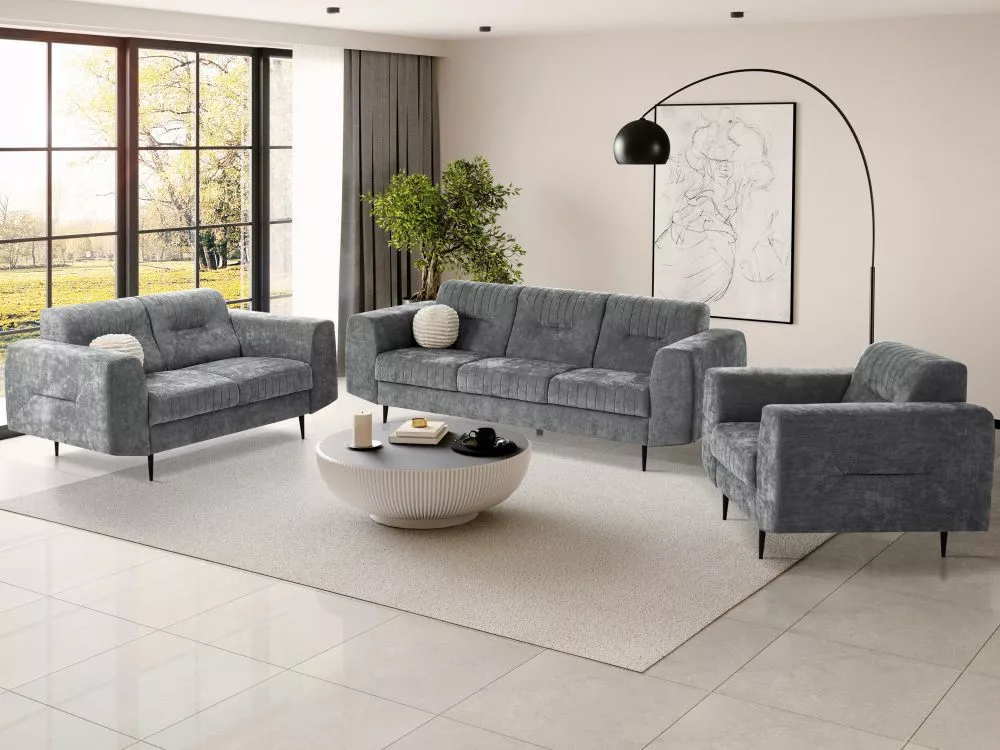 Komplekts Venezia New 3S+2S+1S Standard · Tumši pelēks · 94 × 233 × 85 cm