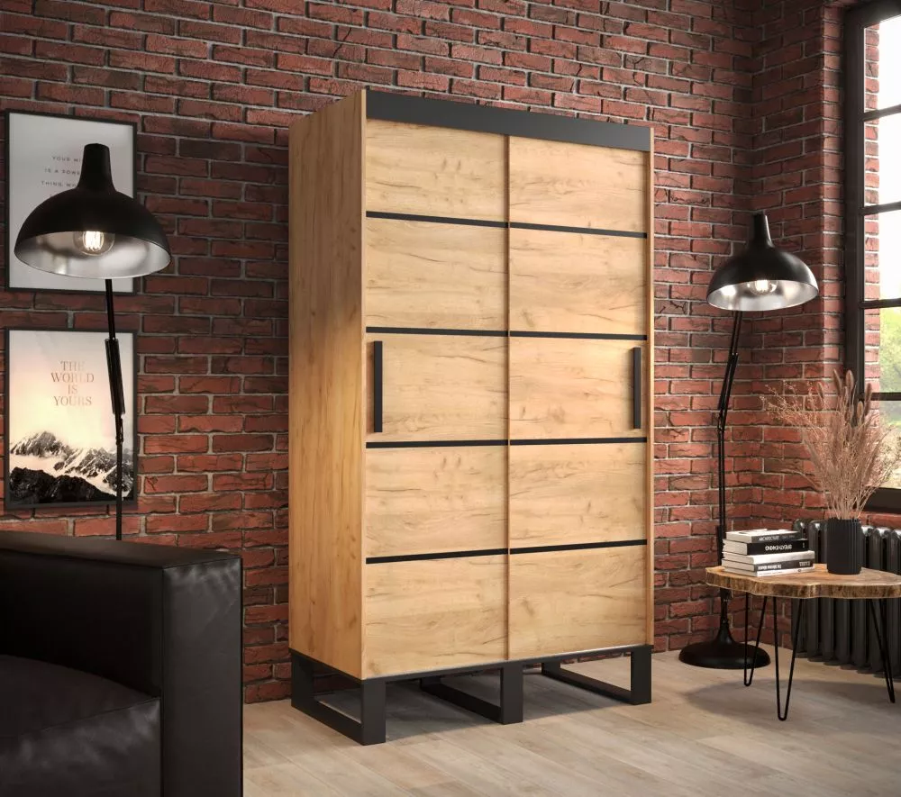 Skapis Loft V1 · Ozols craft zelts · 120 × 62 × 212 cm