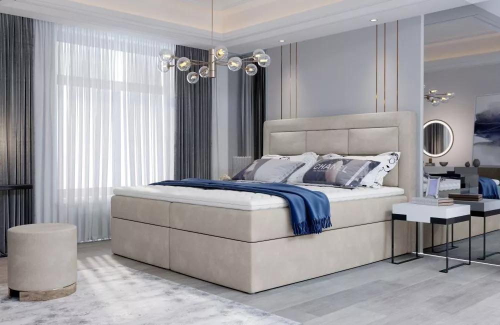 Gulta Vivre Boxspring standard Guļamvietas platums: 140 cm, Guļamvietas garums: 200 cm, · Krēma · 140 × 215 × 115 cm