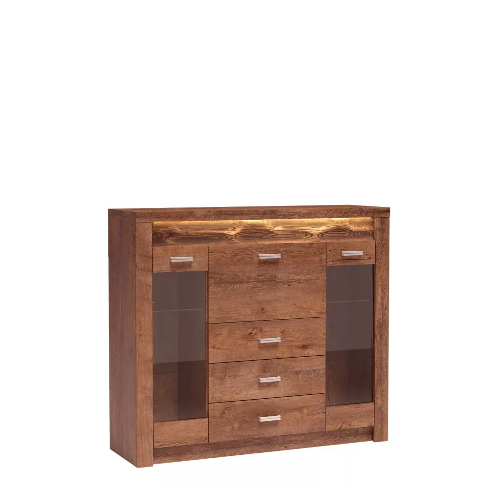 Kumode Indianapolis I8 ar LED · Gaišais osis · 137 × 42 × 122 cm