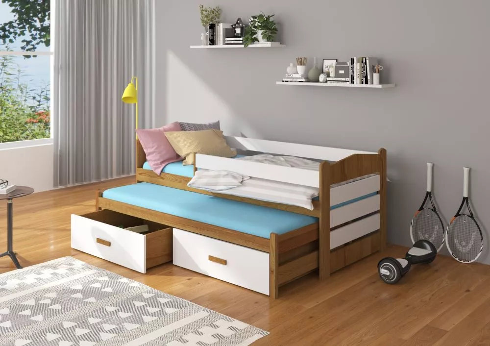 Bērnu gulta Tiarro Colour ar stelāžam Guļamvietas platums: 80 cm, Guļamvietas garums: 180 cm, · 87 × 186 × 80 cm