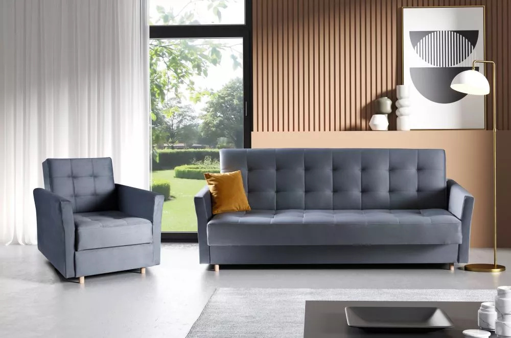 Komplekts Savona 3S+1S standard · Pelēks · 95 × 223 × 90 cm