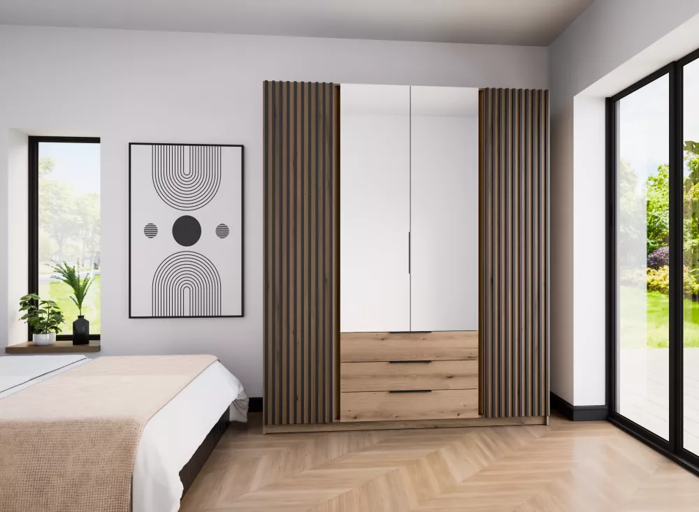 Skapis Kaja 2LAM2M3S · Ozols evoke · 200 × 62 × 239 cm