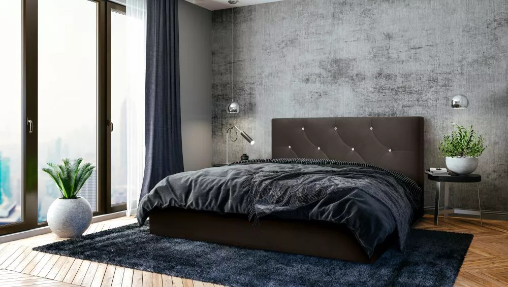 Gulta Dubaj Standard ar stelāžu Guļamvietas platums: 160 cm, Guļamvietas garums: 200 cm, stelāžas tips: koka, · Tumši br