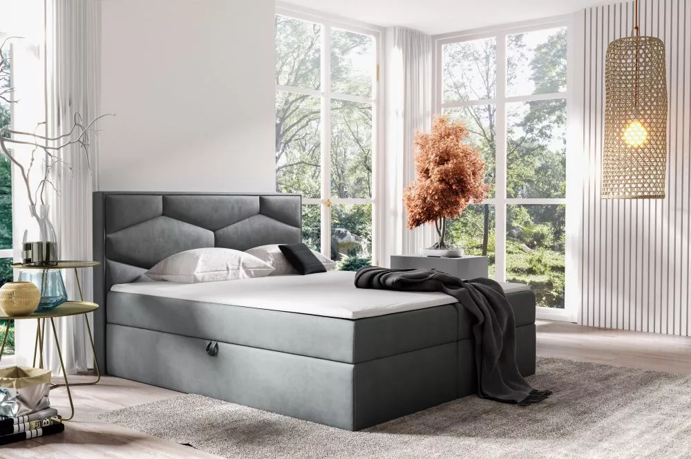 Gulta Bega Boxspring Standard Guļamvietas platums: 120 cm, Guļamvietas garums: 200 cm, · Pelēks · 121 × 215 × 110 cm