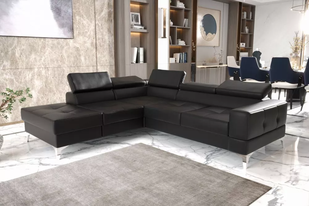 Dīvāns Toscania 2 standard · Melns · 222 × 250 × 78 cm