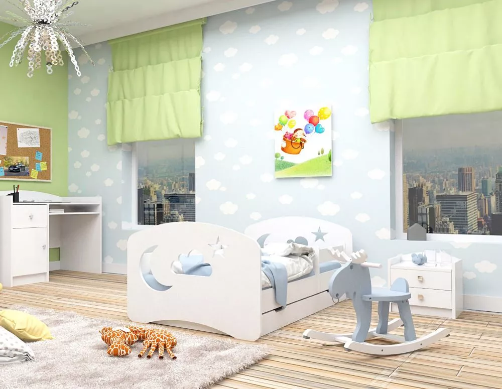 Bērnu gulta Happy Design Chmurka L02 140x70 ar stelāžu Guļamvietas platums: 70 cm, Guļamvietas garums: 140 cm, · 82 × 14
