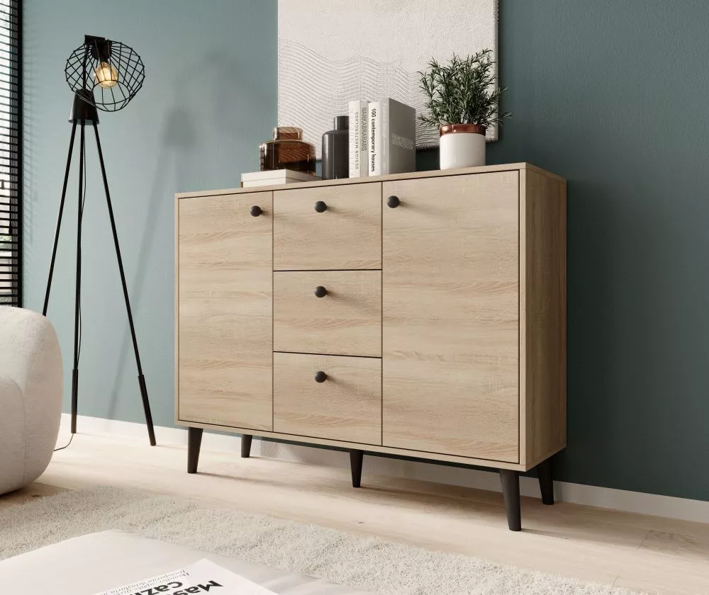 Kumode Besa Black · Sonoma · 120 × 35 × 93 cm