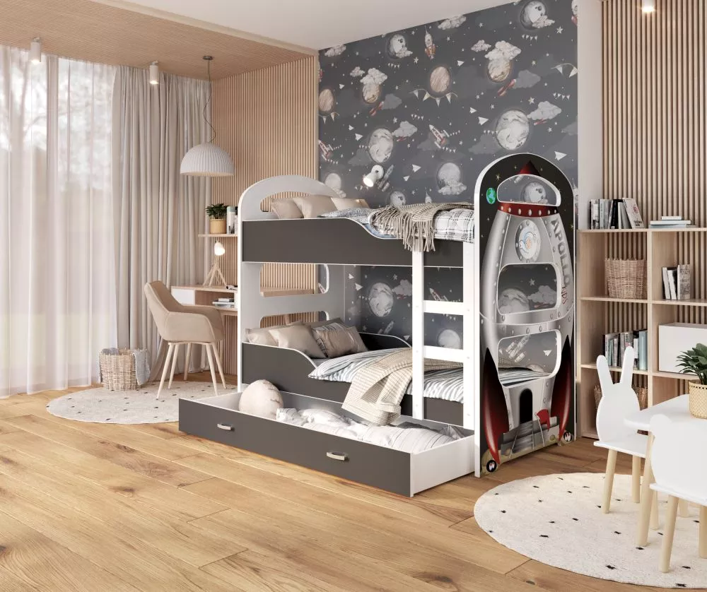 Bērnu gulta Dominik 80x160 N ar stelāžām Guļamvietas platums: 80 cm, Guļamvietas garums: 160 cm, · 87 × 168 × 166 cm