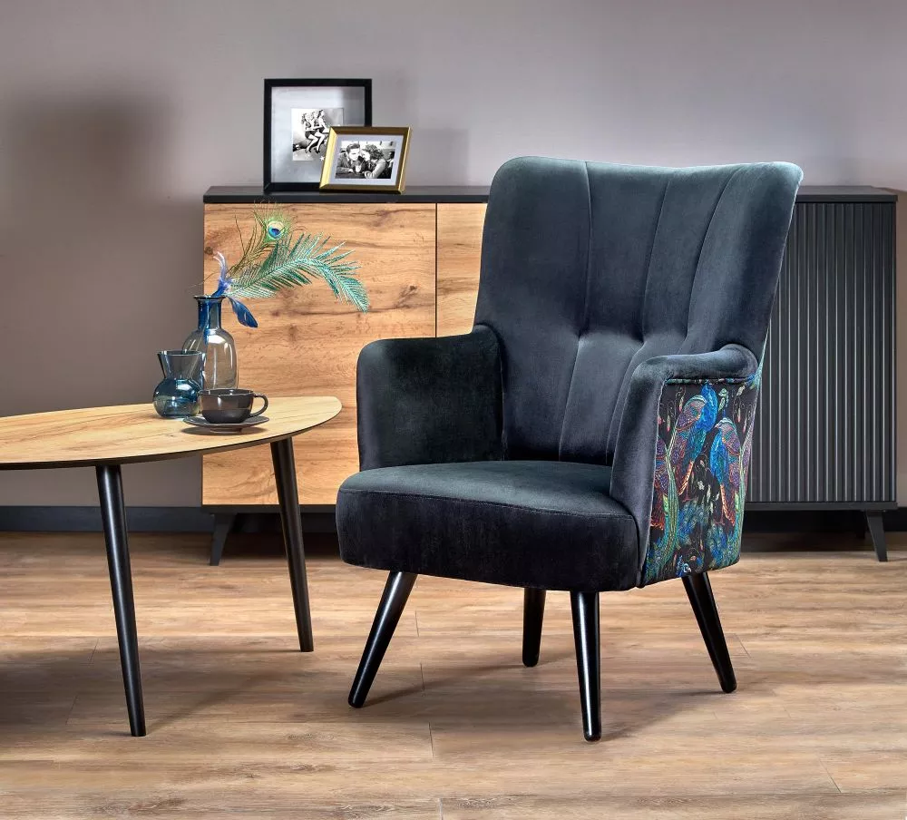 Mīksts krēsls Pagoni Sēdvietas dziļums: 82 cm, · Melns · 67 × 82 × 95 cm
