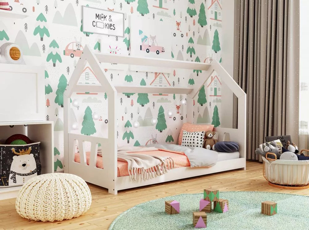 Bērnu gulta Domek D2-A ar stelāžu Guļamvietas platums: 80 cm, Guļamvietas garums: 160 cm, · 87 × 164 × 124 cm