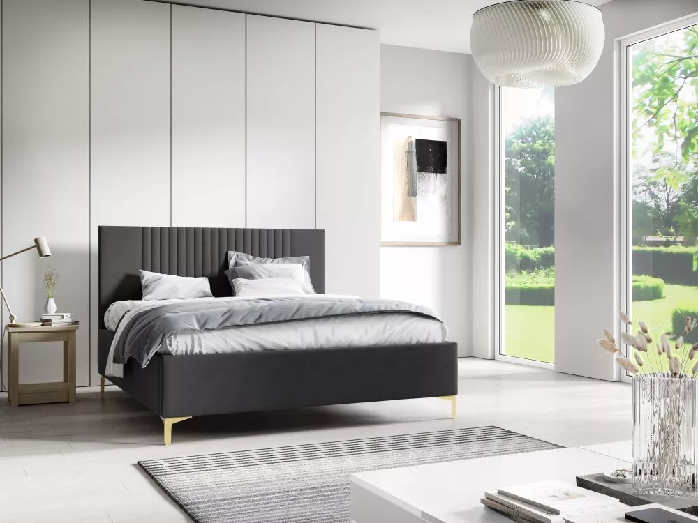 Gulta PK32 ar stelāžu Guļamvietas platums: 180 cm, Guļamvietas garums: 200 cm, stelāžas tips: metāla, · Grafīts · 188 × 