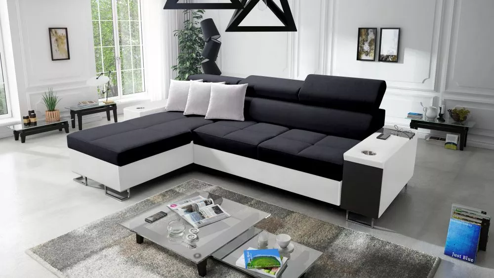 Dīvāns Morena 1 Mini Premium Standard · Melns + balts · 170 × 272 cm