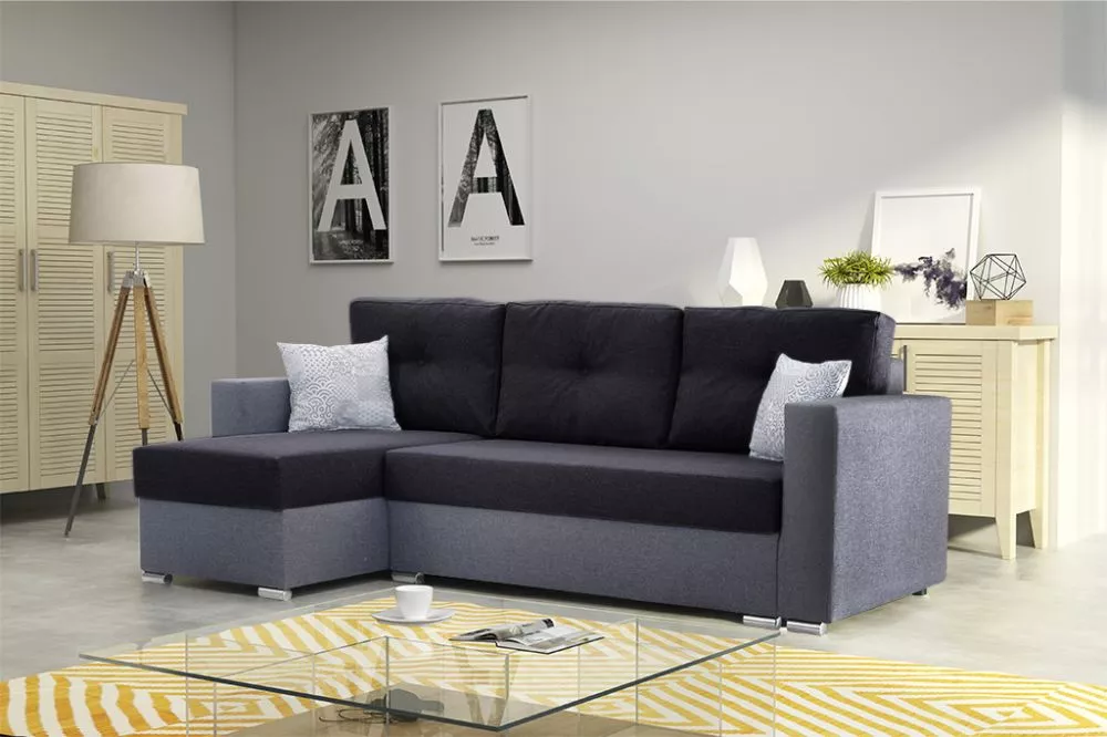 Dīvāns Corner 102 Multi standard · Melns + pelēks · 140 × 230 × 90 cm
