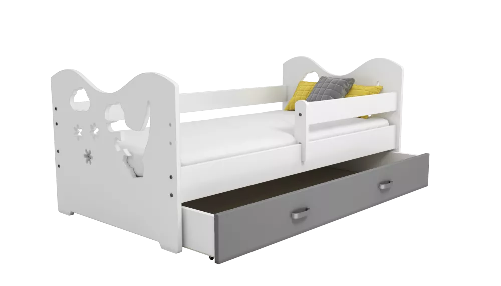 Bērnu gulta Miki B3 ar stelāžu Guļamvietas platums: 80 cm, Guļamvietas garums: 160 cm, · 85 × 164 × 65 cm