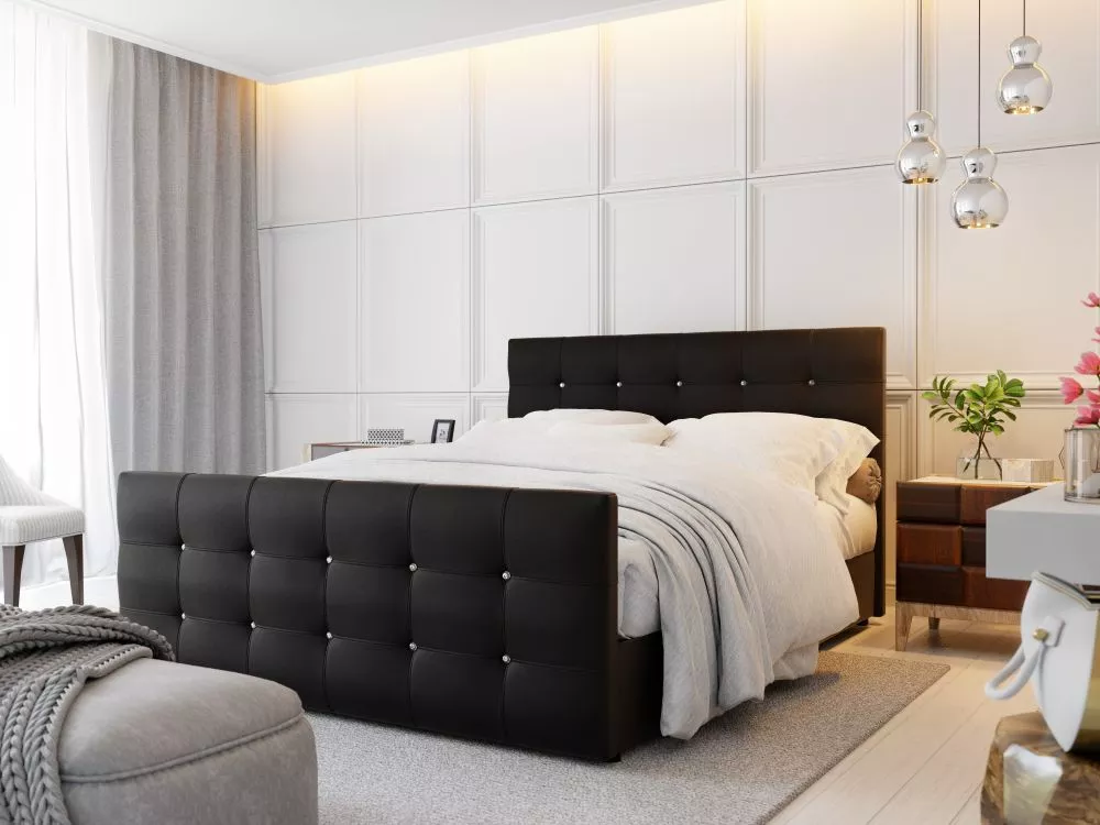 Gulta Kleo Eco Boxspring standard Guļamvietas platums: 140 cm, Guļamvietas garums: 200 cm, · Melns · 145 × 216 × 106 cm