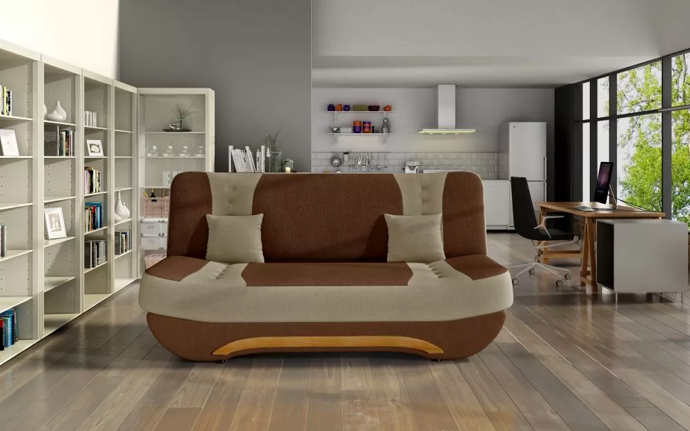 Dīvāns Ewa 2 standard · Brūns + bēšs · 92 × 194 × 95 cm