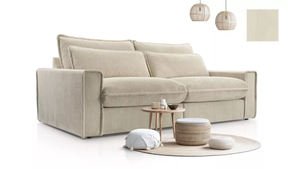 Dīvāns Cecylia Standard · Krēms · 110 × 238 × 90 cm