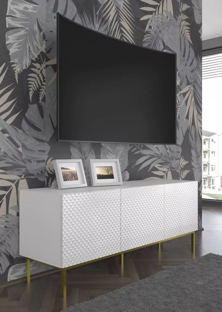 TV tumba Ravenna C Gold Frame RTV 3D · Balts · 149.7 × 41.8 × 57.8 cm