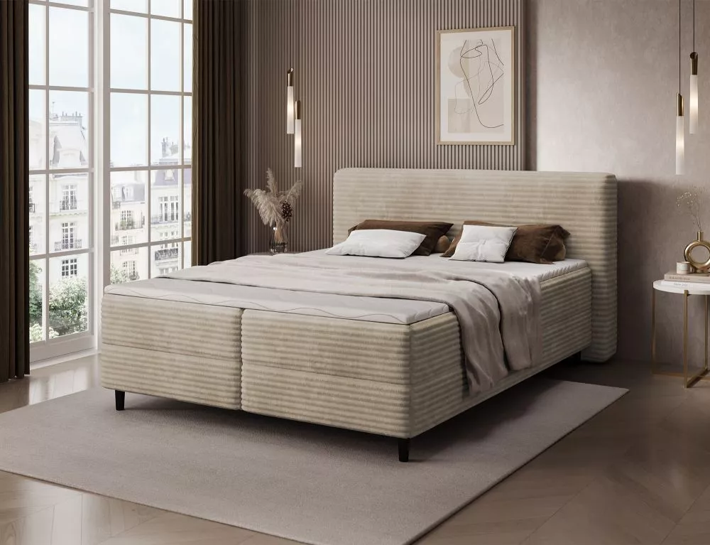 Gulta Cortiko Boxspring Standard Guļamvietas platums: 160 cm, Guļamvietas garums: 200 cm, · Bēšs · 182 × 222 × 102 cm
